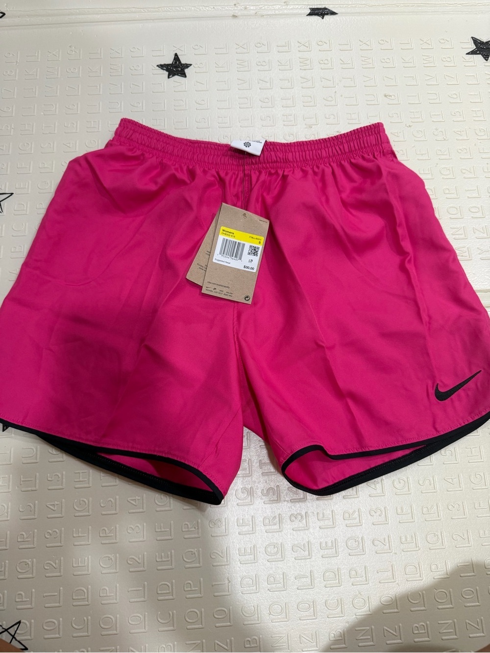 Nike Women's Bright Pink Athletic Shorts with Black Trim